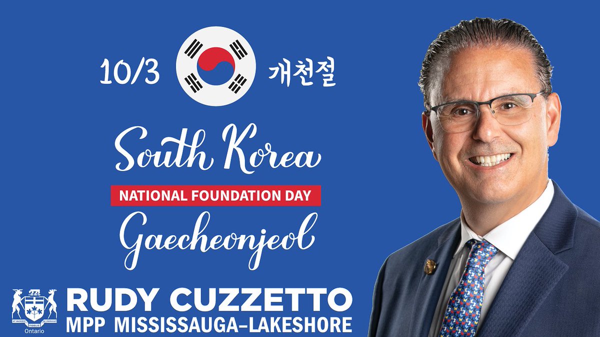 RudyCuzzetto's tweet photo. Wishing our Korean community a very happy #Gaecheonjeol today as we celebrate the National Foundation Day of the Republic of Korea, marking the legendary foundation of the first ancient kingdom on the Korean Peninsula, #Gojoseon, in 2333 BCE. #KoreanNationalFoundationDay 🇨🇦🇰🇷 https://t.co/WhF6XyDsi6