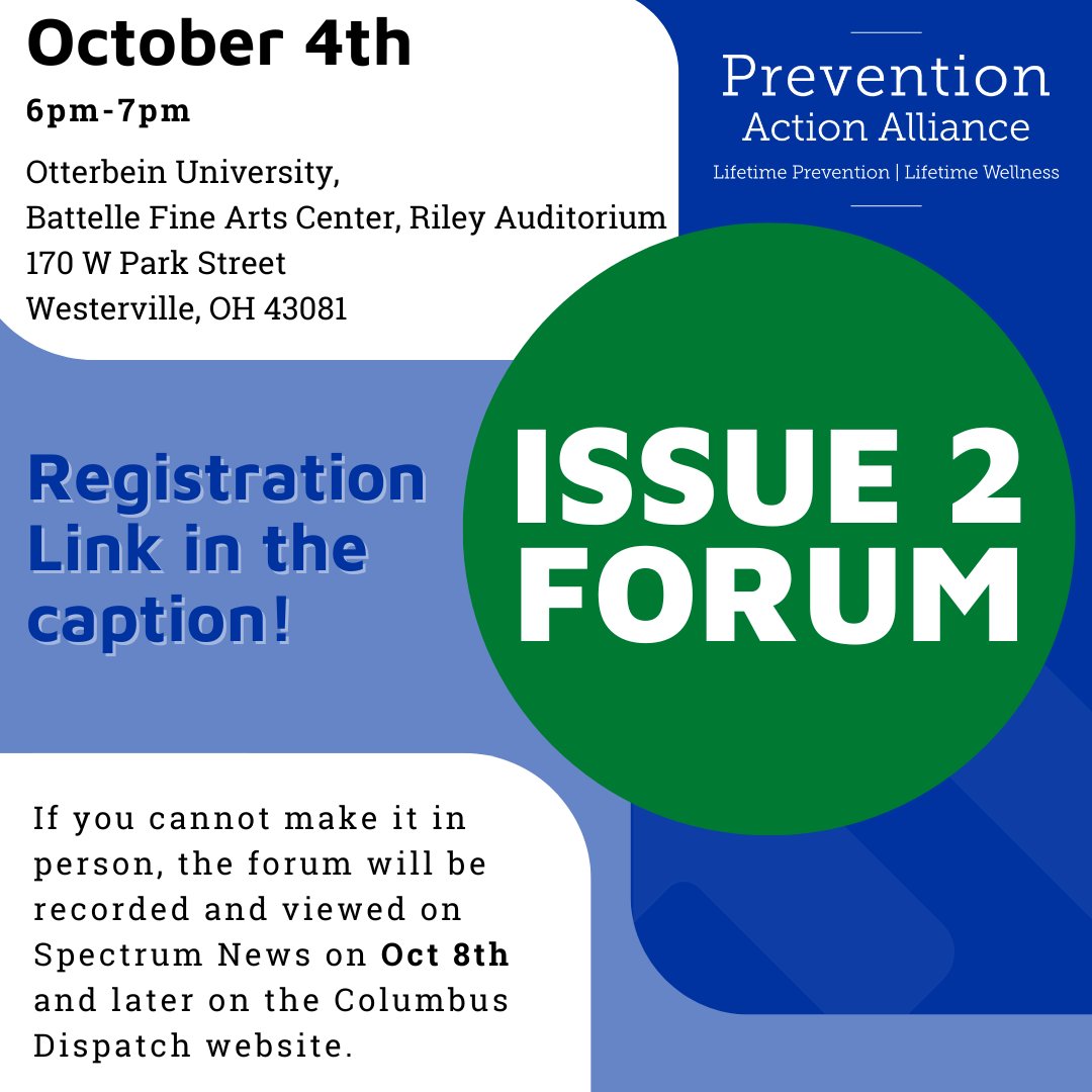 PreventionAA's tweet image. Register now for tomorrow's Issue 2 forum! 

Register to attend the forum and learn more about Issue 2 on October 4th, 6 pm-7 pm in person or watch on Spectrum News on October 8th.

To register for the in-person forum, visit: bit.ly/46wtsn1
.
.
.
#Issue2 #Issue2Forum