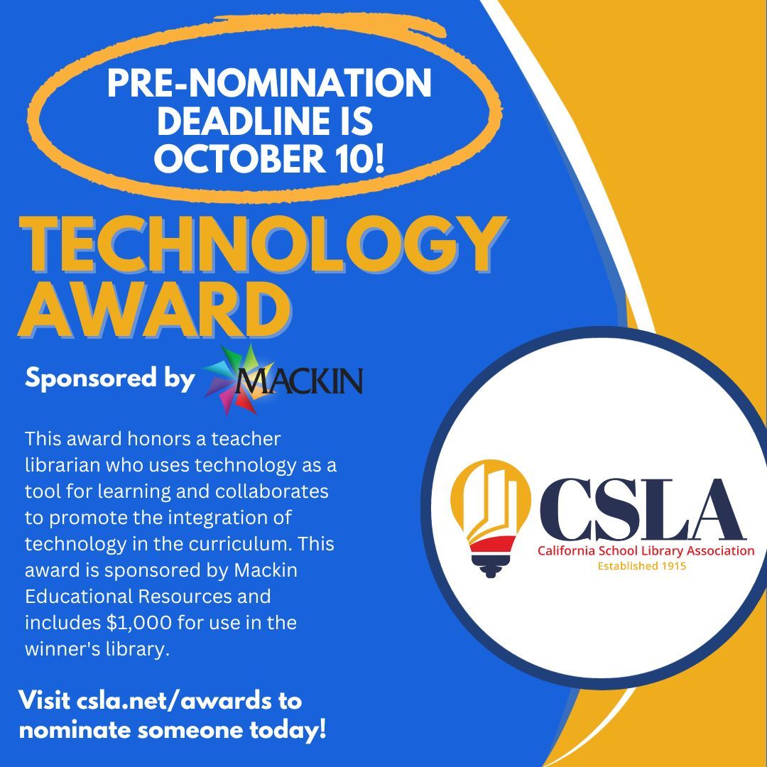 Do know know a fabulous teacher librarian who uses technology as a tool for learning and collaborates to promote the integration of technology into the curriculum? Complete the pre-nomination form before October 10th! buff.ly/3JV34J2