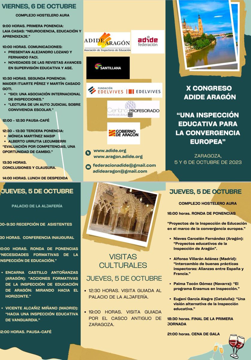 Este jueves dará comienzo en Zaragoza el  X congreso Adide Aragón: una inspección educativa para la convergencia europea.