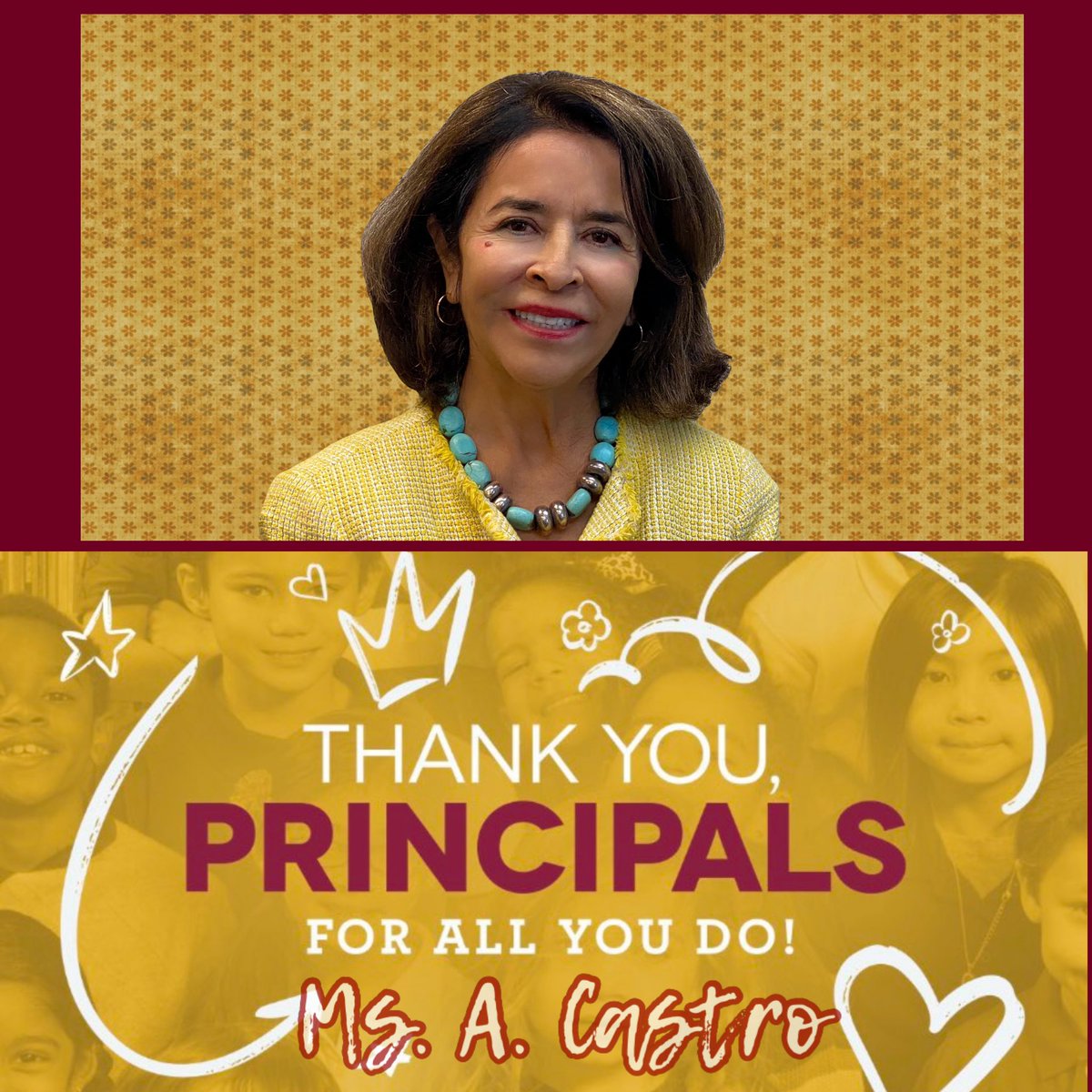 Happy National Principals Month to our amazing leader Ms. Adriana Castro @acastro_hisd. Thank you for your leadership, commitment, & all the love to our @MorenoMustangs community. We❤️you Ms. Castro! @elipadi67 @IlsaAVillarreal @Ms_JChavez @TeamHISD @HoustonISD #ThankAPrincipal