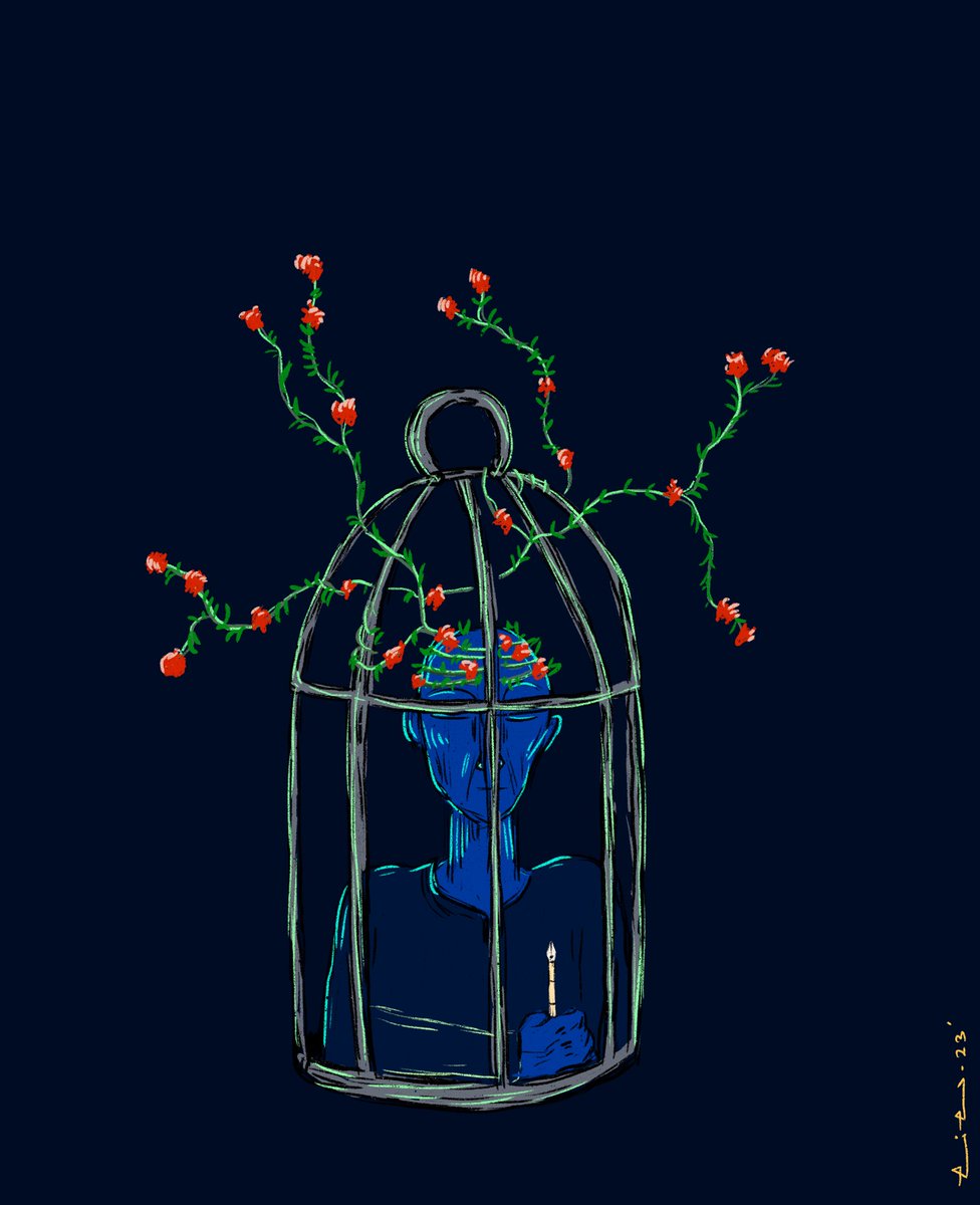 PariplabV's tweet photo. You can’t cage the mind,
It will bloom anyway!
In complete solidarity with the Journalists, artists and commentators facing scathing repression by the state for speaking truth to the power.
.
.
#attackonpressfreedom #pressfreedom #india #newsclick #artofresistance https://t.co/uL7U1u3gWm