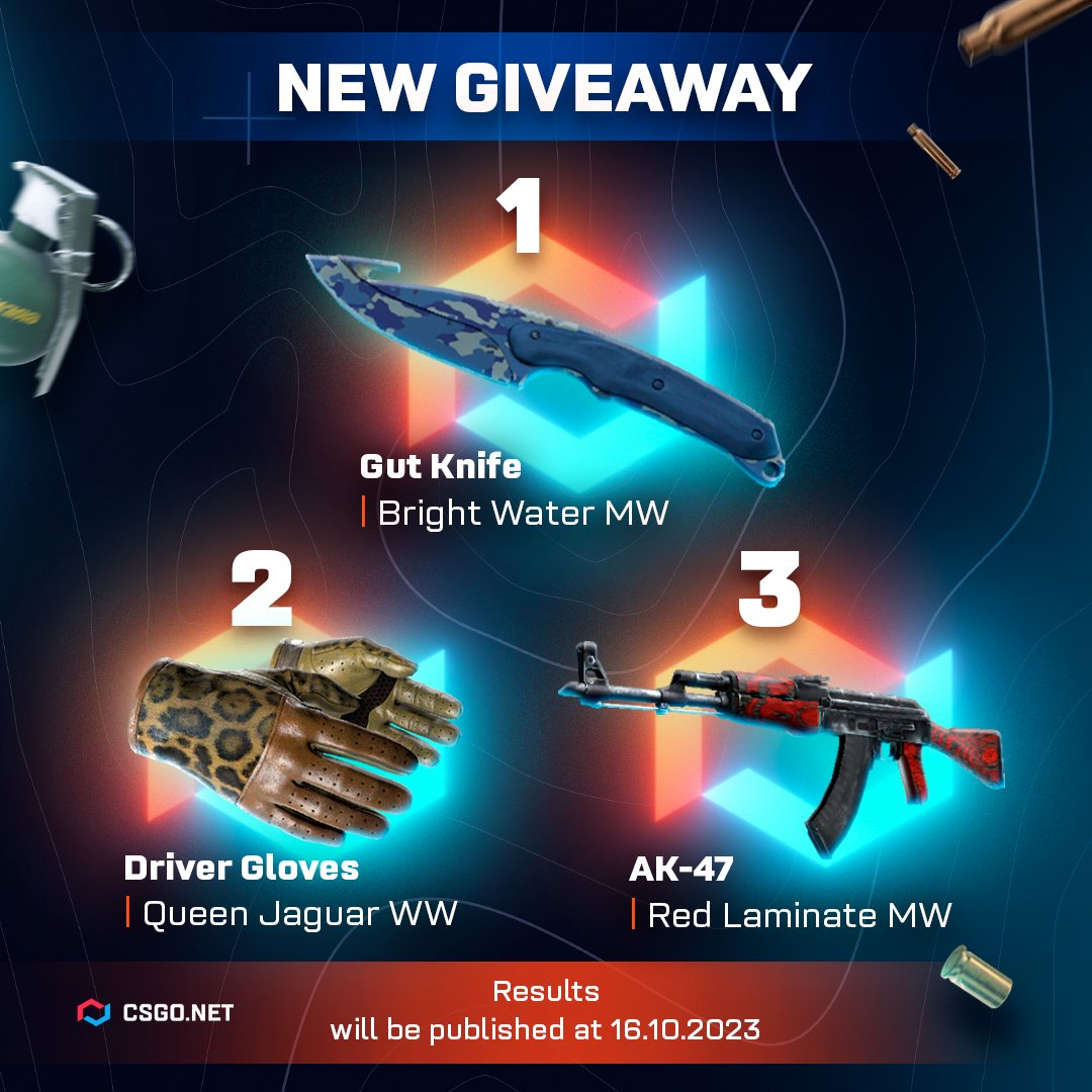 CSGO.net (@csgonet_case) on Twitter photo NEW #GIVEAWAY 🎁 Terms:
✅ Follow us <a href="/CSGOnet_case/">CSGO.net</a>
✅ Retweet of the Giveaway
Results: 16.10.2023! 📈 The prize wiil be credited to your #CSGOnet balance.
USE PROMOCODE  “C5CBB1” ⚡
#Giveaway #CSGOGiveaway #CSGOSkins #CS2 NEW #GIVEAWAY 🎁 Terms:
✅ Follow us <a href="/CSGOnet_case/">CSGO.net</a>
✅ Retweet of the Giveaway
Results: 16.10.2023! 📈 The prize wiil be credited to your #CSGOnet balance.
USE PROMOCODE  “C5CBB1” ⚡
#Giveaway #CSGOGiveaway #CSGOSkins #CS2
