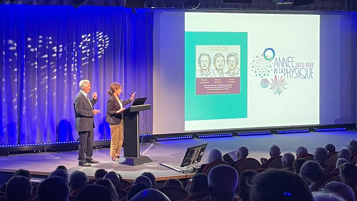 #AnnéePhysique 🎆 Saïda Guelatti, physicienne au <a href="/lkb_lab/">Lab. Kastler Brossel</a> et directrice adjointe scientifique de l’@INP_CNRS, et Philippe Chomaz, physicien et directeur scientifique exécutif au @CEA_officiel, nous expliquent simplement les travaux des lauréats du #PrixNobel de physique 2023.