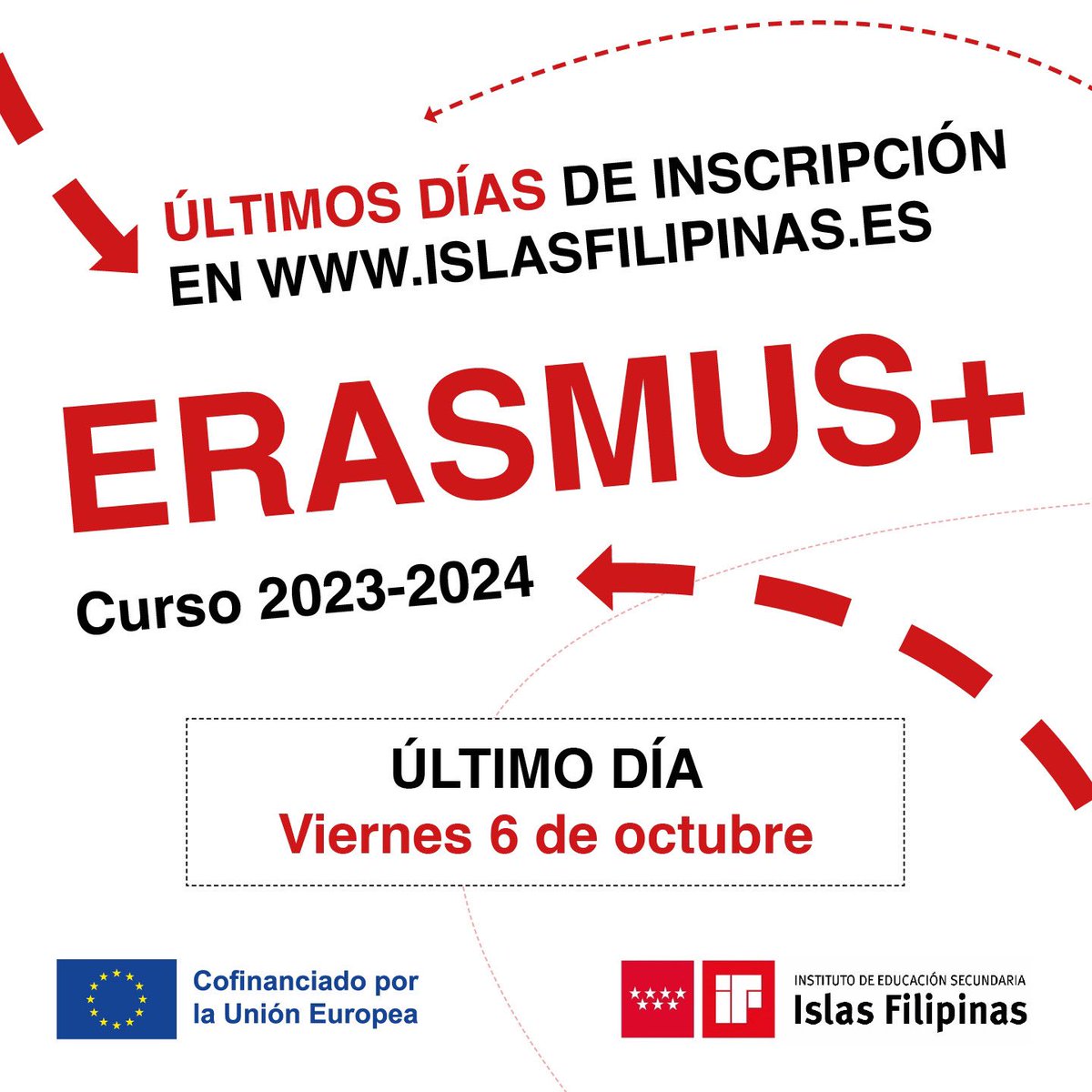 ÚLTIMA LLAMADA PARA ALUMN@S DE 2º CURSO DE GRADO SUPERIOR. ¿Quieres hacer tu FCT fuera de España? Inscríbete en islasfilipinas.es dentro de la sección Erasmus. El formulario estará disponible hasta el 6 de octubre #somosfp #sepie #erasmusplus