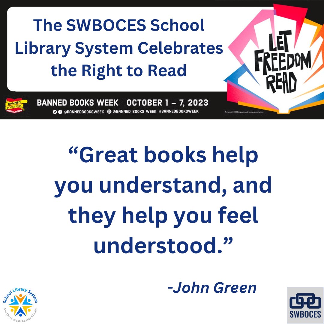 swbocesplcs's tweet photo. Embrace the right to read! During Banned Books Week, we stand up for literary freedom and diversity. #swbocesplcs #swbocessls #BannedBooksWeek #LiteraryFreedom #EmbraceReading #BooksAreFreedom #ReadingIsPower #StandUpForBooks https://t.co/xNWvVEAyd2