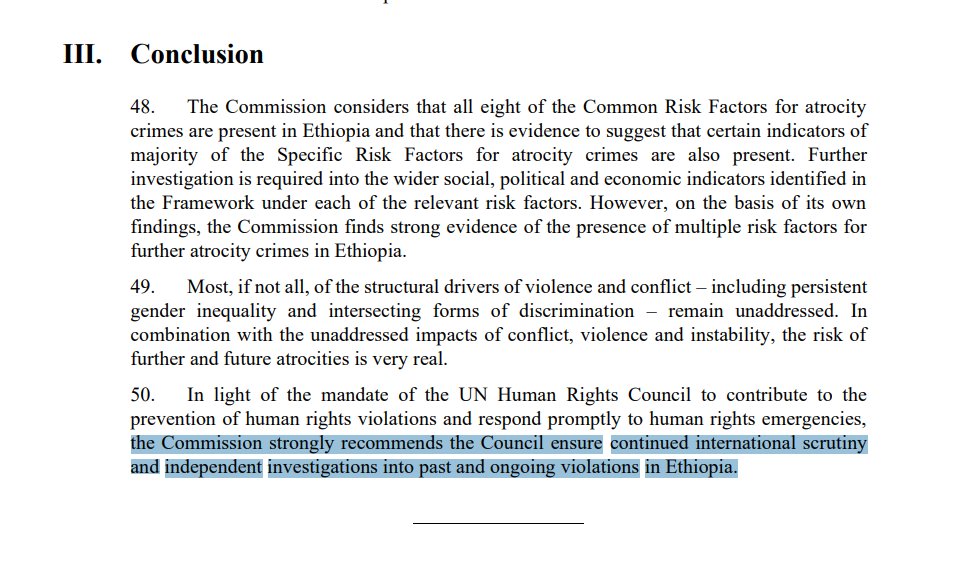 philippe_dam's tweet photo. #ICHREE report's annex is out.

"All 8 of Common Risk Factors for atrocity crimes are present in #Ethiopia."

#ICHREE recommends #HRC54 to "ensure continued international scrutiny &amp; independent investigations into past and ongoing violations in Ethiopia"

https://t.co/ig77MNpfJb https://t.co/tyTN3f9rYv