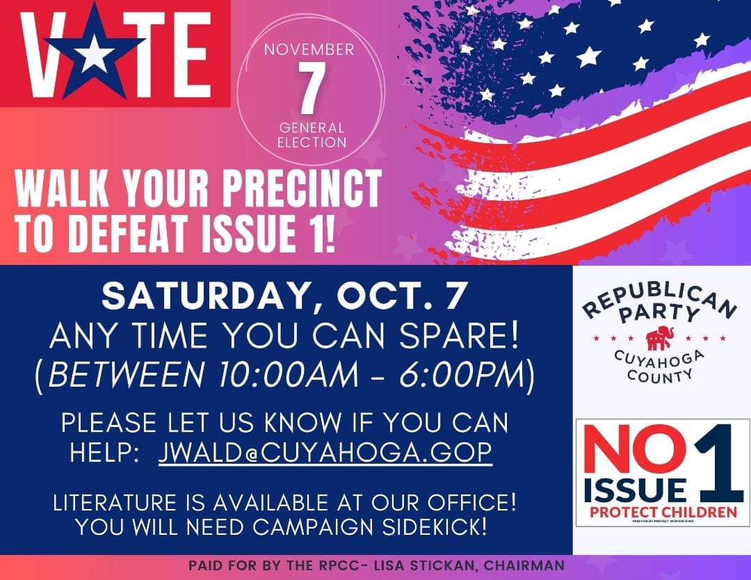 ClevelandTPP's tweet photo. For those in Cuyahoga County here is some info on how you can help defeat Issue 1 and walk your precinct walk this weekend... https://t.co/FDxBwi1MxO