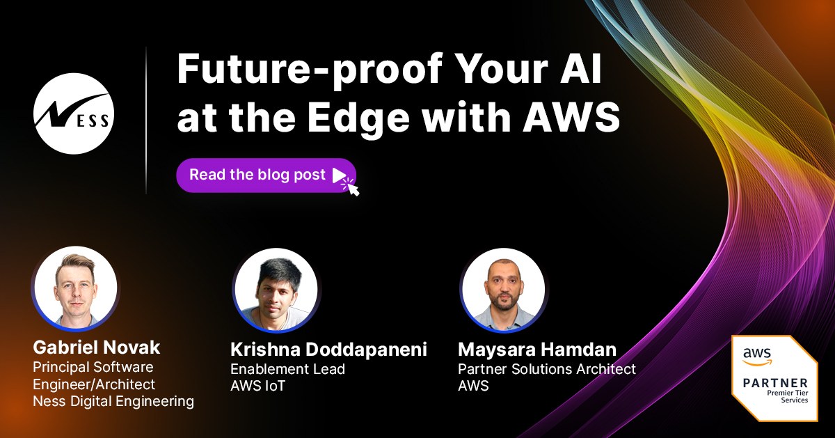 ☁️ Check out the latest blog by Gabriel Novák, IoT expert at Ness, Krishna Doddapaneni, Enablement Lead, IoT, and Maysara Hamdan, Partner Solutions Architect at AWS. Read now: bit.ly/45fsf2b