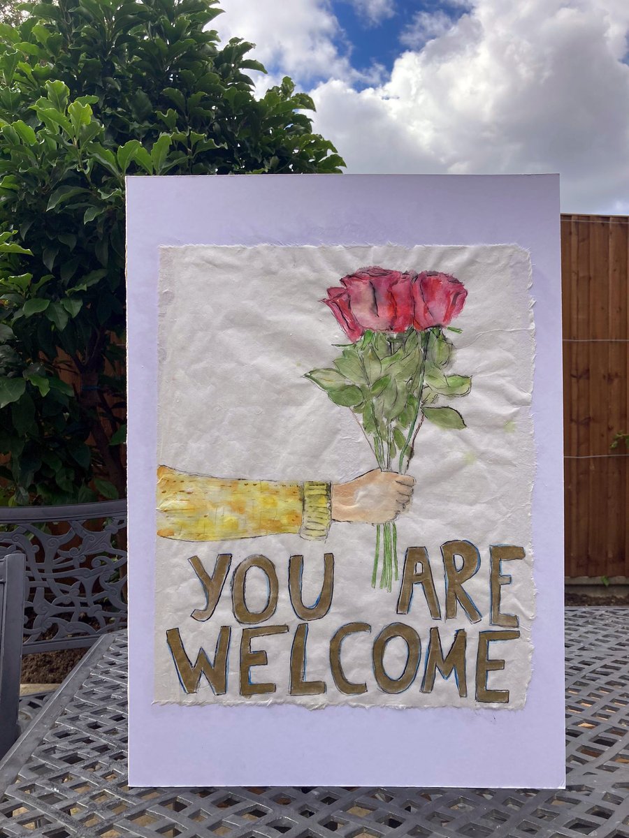 Welcome card for Wethersfield Camp residents #BravermanOut #RefugeesWelcome #SafePassageNow