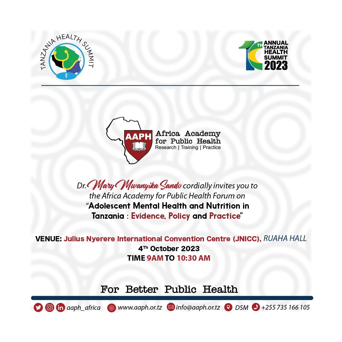 AAPH_Africa's tweet photo. #AAPH_Africa at the #THS2023 @TzHealthSummit
#ForBetterPublicHealth #ARISE_Network
#Adolescent_Health #Mental_Health #Nutrition #Sexual_Reproductive_Health #Data_Quality
@wizara_afyatz
@muhimbiliuniver
@UNICEFTanzania https://t.co/fapaycucys