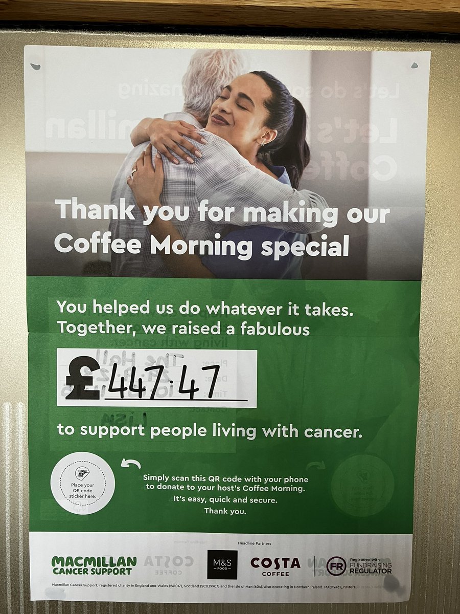 Huge thank you to all our fabulous parents and staff who baked, bought or donated to our #MacmillanCoffeeMorning @ClydePrimary @StBrendansYoker @macmillancancer we raised an amazing £447.47💚🧁💚