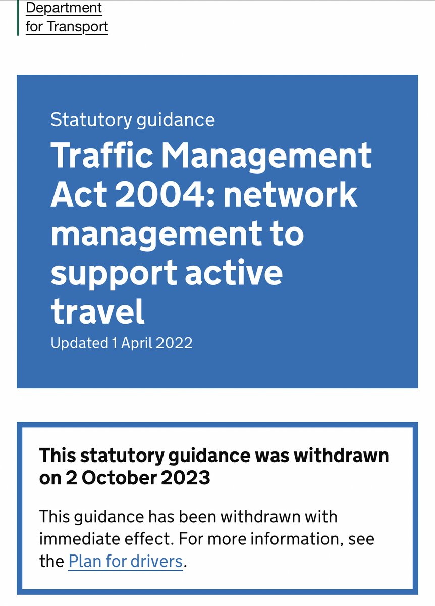 graemesherriff's tweet photo. For all future guidance on walking and cycling please see the Plan for Drivers. Thanks Department against Transport @transportgovuk https://t.co/SElIb2V1wy