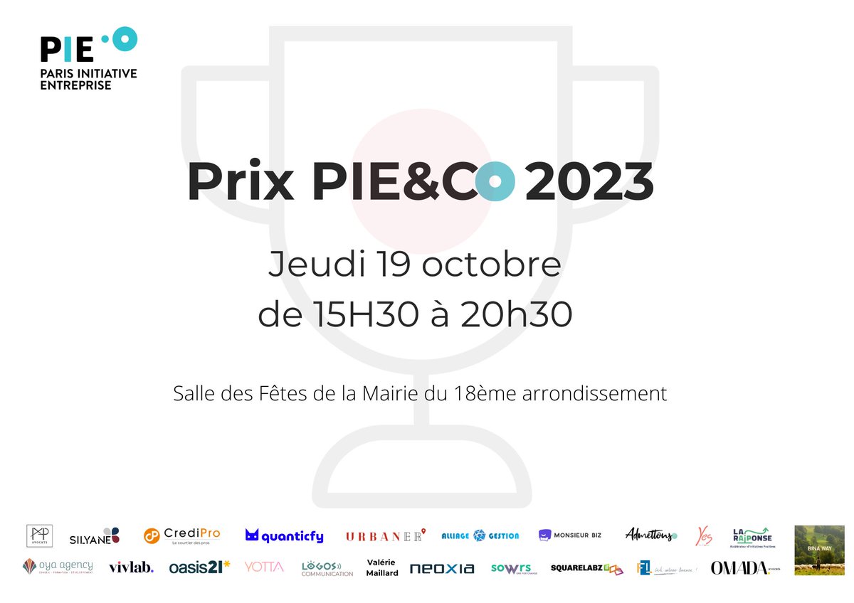Les dépôts de candidatures pour le Prix PIE&amp;Co 2023 sont clos ! Merci à tous les porteurs de projets qui ont candidaté : vous avez été plus de 75 à tenter votre chance !👏 Bonne chance à toutes et tous !🍀