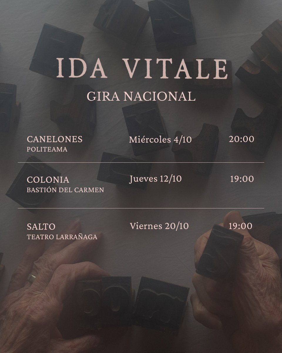 IdaPelicula's tweet photo. Octubre, segundo mes de la gira nacional de Ida Vitale. Estas son las próximas proyecciones:

- Canelones en @ccpoliteama
Miércoles 4, 20hs. Entrada libre.

- Colonia en @bastiondelcarmen
Jueves 12, 19hs. Entrada libre.

- Salto en Teatro Larrañaga
Viernes 20, 19hs. Entrada libre https://t.co/hopQ3FqSzO