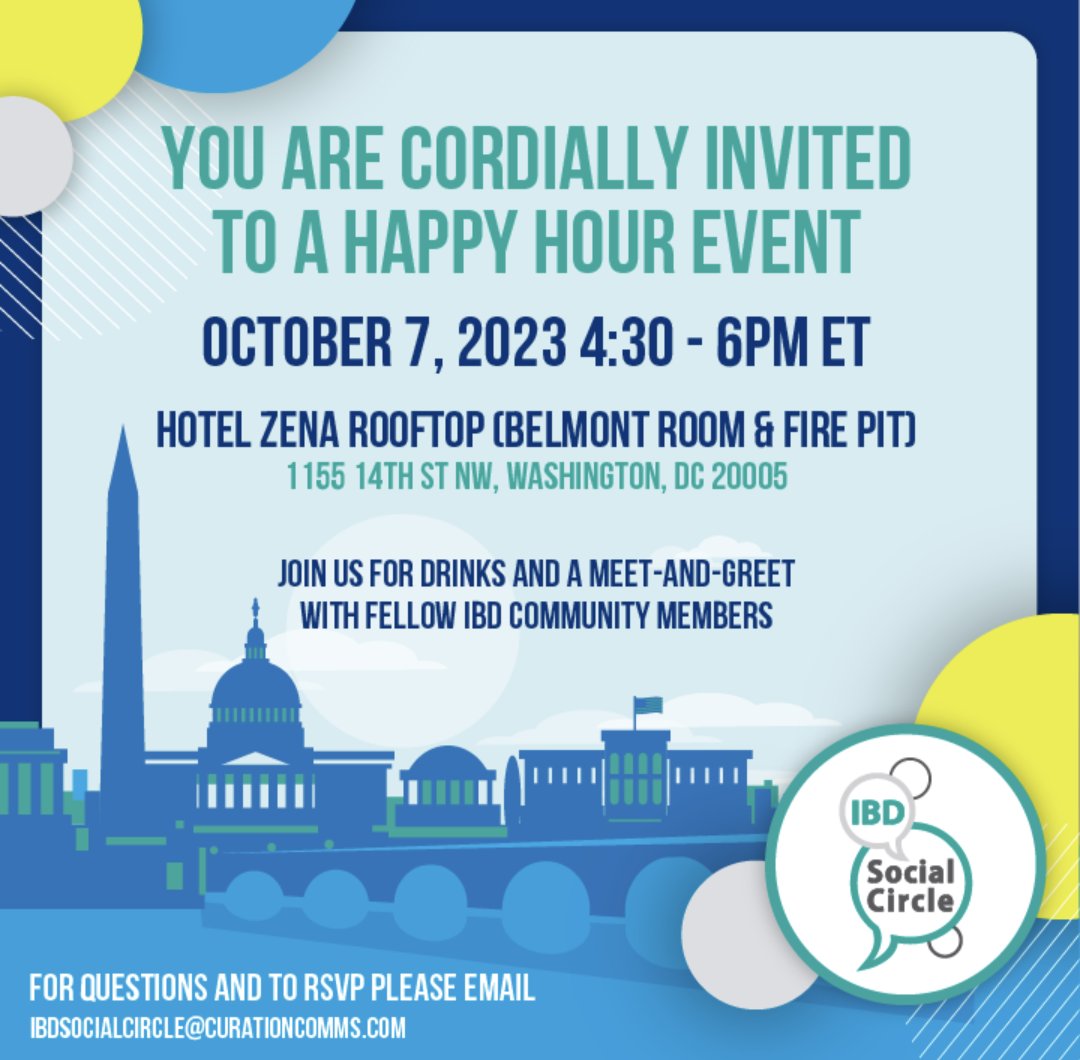 If you're in the DC area this weekend, please join us for a happy hour meet & greet with fellow #IBD community members. #inflammatoryboweldisease #crohns #crohnsdisease #UC #ulcerativecolitis #ostomy #Jpouch #meetup