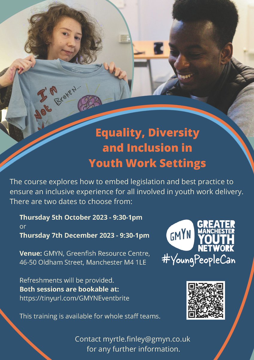 gmyn's tweet photo. Take a look at #TeamGMYNs upcoming #TrainingWorkshops taking place over the next few months...
🌱 Introduction to Youth Work
🤲 Equality, Diversity & Inclusion for Youth & Community Work Settings
Head over to Eventbrite to find out more & book your spot: https://t.co/b5LYrRceol https://t.co/7uZx8hV9Ux