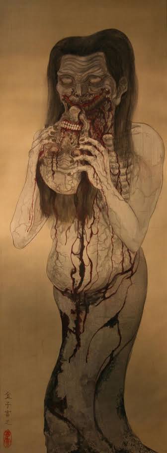 curiousordinary's tweet image. In #JapaneseFolklore kubikajiri is a #yokai that eats the heads of its victims, living or dead. It waits in graveyards for the freshly buried dead, which it then digs up to feast on. Kubikajiri smells of blood and in some accounts it&apos;s also...
#FairyTaleTuesday #ayokaiaday
1/2