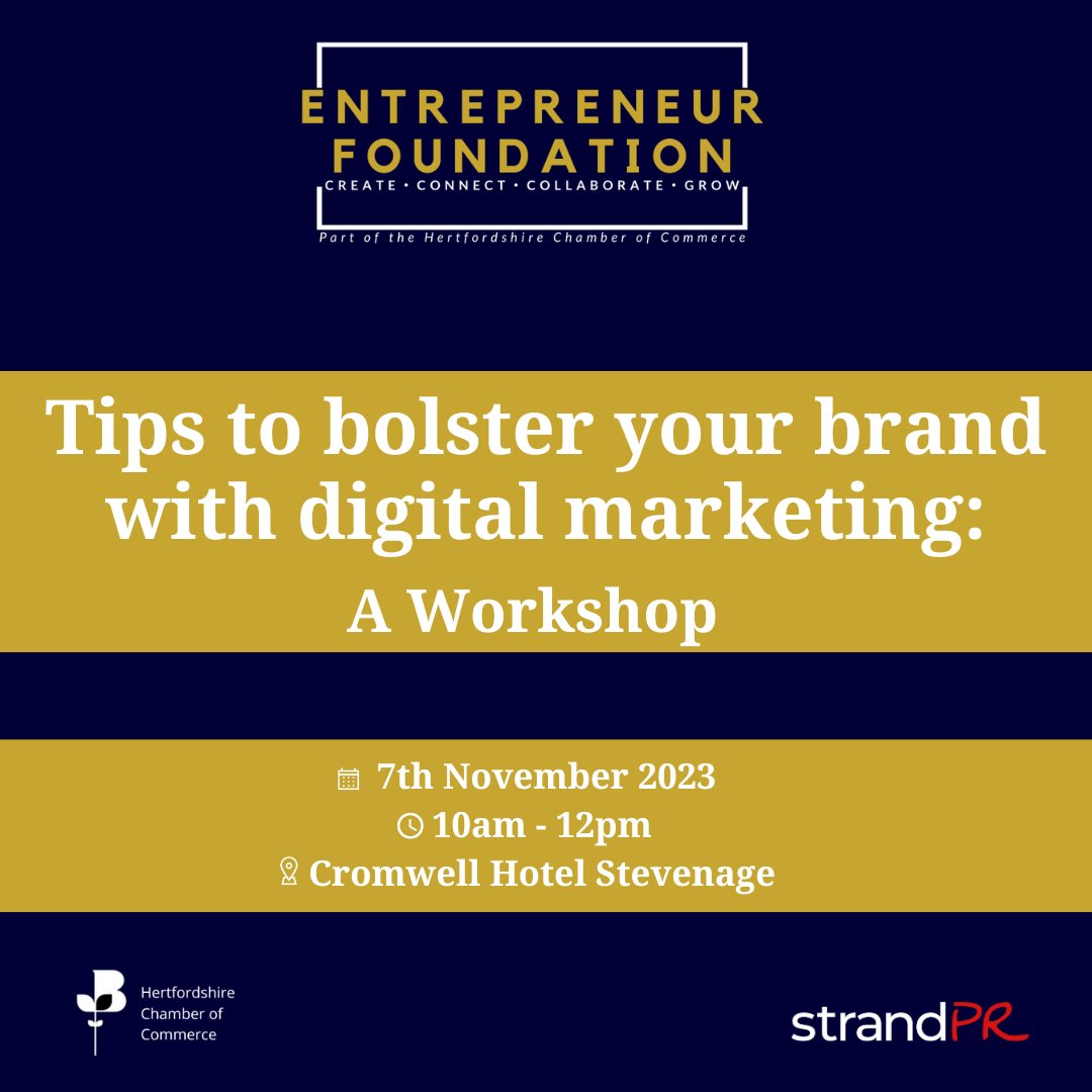 Join us at @Cromwellhotel for a digital marketing workshop with @strandPR! This free workshop, for Chamber members only, is designed for small businesses and start-ups looking for information and guidance on marketing when setting up a business. ➡️bit.ly/SPRH23