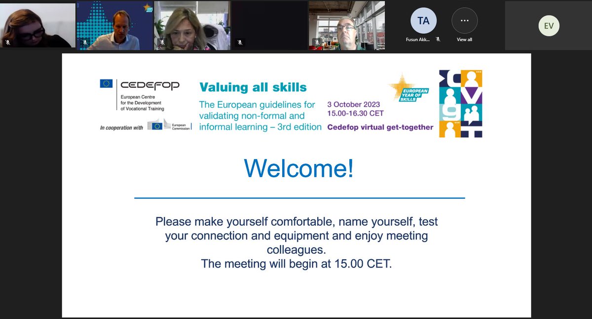 ernvillalba's tweet photo. Starting now
The 4th Virtual get together on #ValidationEurope @Cedefop with @EU_Commission @Eusocial
Follow us in streaming today:
https://t.co/YYkxthmEFw
#EuropeanYearofSkills https://t.co/qtZpFi20U3
