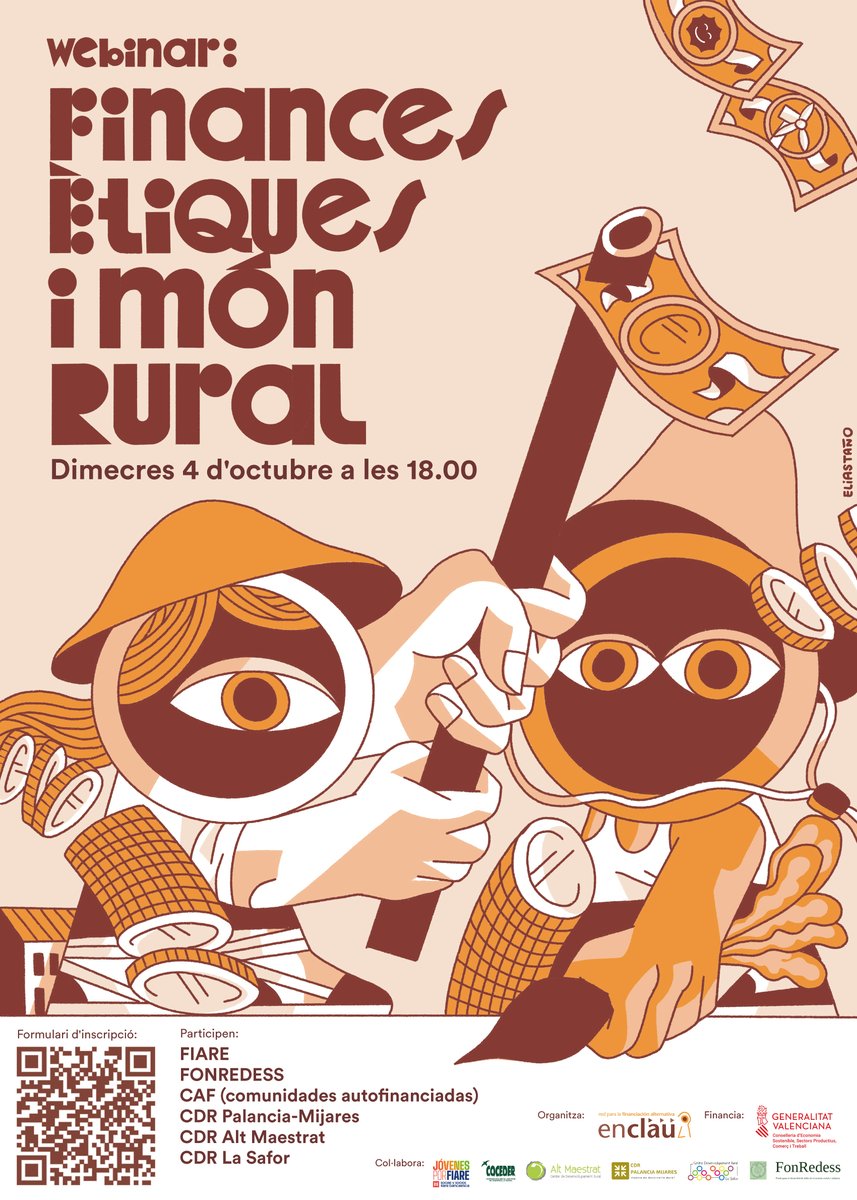 #WEBINAR: Finances Ètiques i Món Rural
Demà dimecres 4 d'octubre a les 18:00h parlarem de com les finances ètiques poden ser una eina d'acompanyament fonamental per al món rural. 
💻 Activitat #ONLINE. 
✍🏼 Inscripcions GRATIS: forms.gle/DNPVxdCS8QjVek…