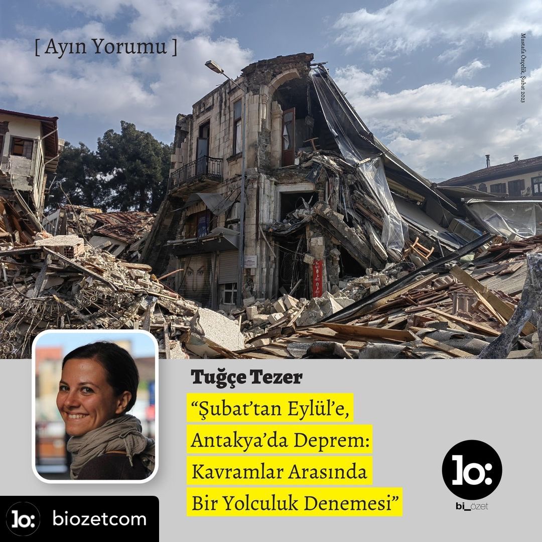 tugcetezer's tweet photo. ❤️‍🩹 Şubat depremlerinden beri Antakya’nın deprem sonrası durumuyla ilgili düşünüyorum, çalışıyorum, konuşuyorum, yazıyorum. Yazdığım şeylerde hem yer hem de konumuz aynı olduğu için, bazı farklılıklar olsa da yazıların birbirine benzemeye başladığını hissediyordum. + https://t.co/EqWdrZnDR1