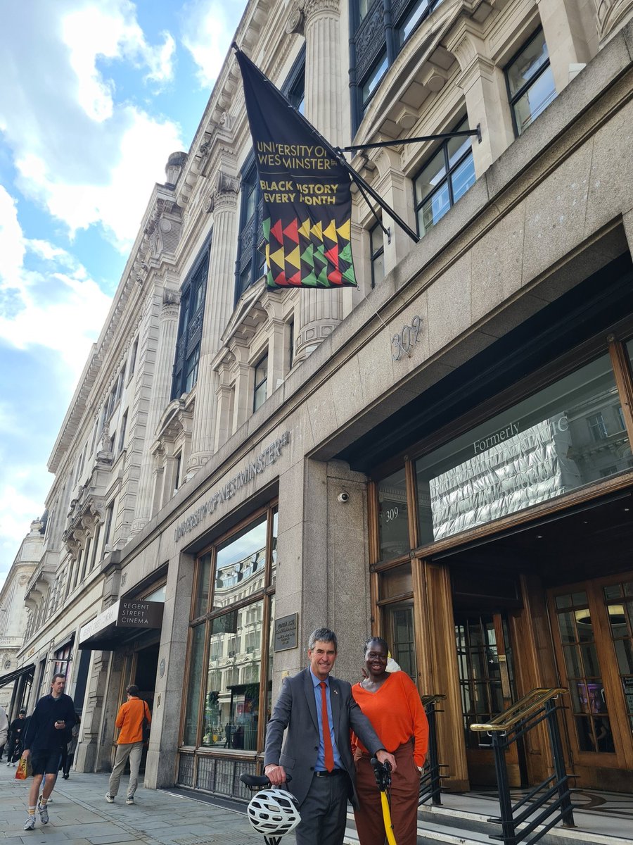 #BlackHistoryMonth2023 We are flying high- Black history EVERY month! @RegentStreetW1 @UniWestminster Thanks to @peter_bonfield and Edna for sharing a great pic 📸🖤