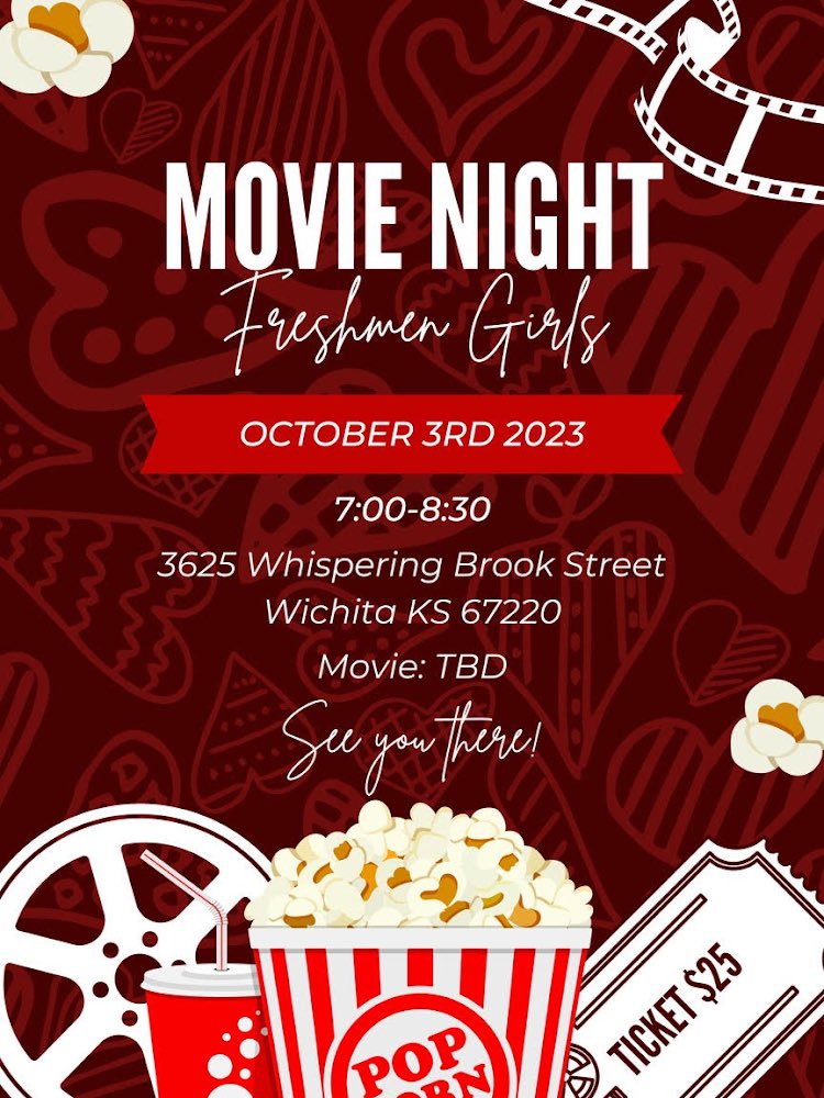 All freshmen girls are invited to a movie night tonight from 7:00-8:30!!! Games, snacks, FUN!!! Bring a buddy &amp; we’ll see you there! #andoveryounglife