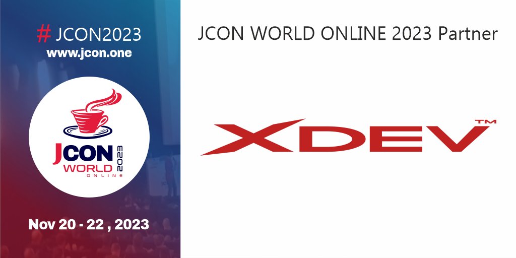jcon_conference's tweet image. Many Thanks for your JCON WORLD ONLINE 2023 support!! @jcon_conference is excited to have @XDEVSoftware bit.ly/48vAD0j on board as a gold sponsor!! #JCON2023 @RichardFichtner #XDEV #XDEVSoftware

Tickets &amp;amp; free JUG Tickets: 2023.world.jcon.one/tickets