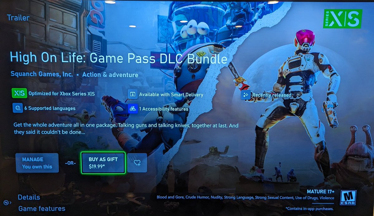 bflores's tweet photo. @seenoeviil69 @highonlifegame @XboxGamePass I ran into the same problem. I had to manually search for "High on Life" to find it. https://t.co/oMEXPmywnx