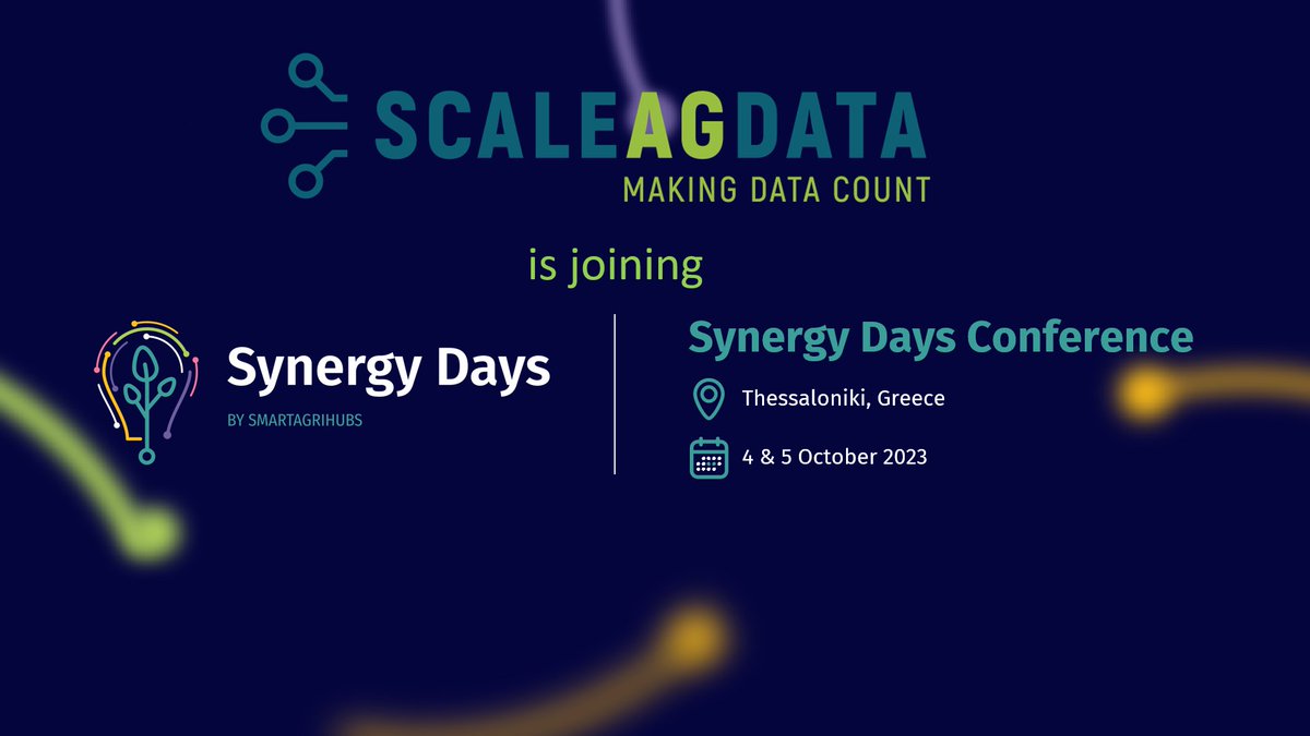 ✈️On our way to Synergy Days 2023 to represent our #horizoneu #scaleagdata project amongst other #digital #innovators of the 🇪🇺 #agri-food sector! 🤩 Let's talk about upscaling agricultural sensor data for improved monitoring of #agri-environmental conditions 🛰️ 💚🧑‍🌾 (1/2)