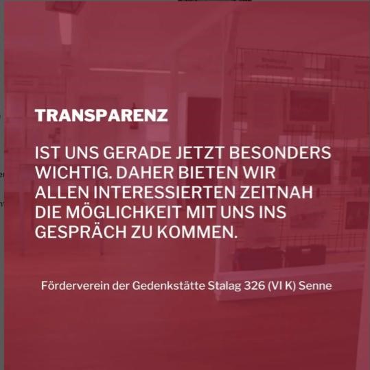 Wegen der großen Aufmerksamkeit, tollen Solidarität und auch einigen eigenwilligen Interpretationen überlegt sich der Förderverein Gedenkstätte #stalag326 zeitnah Formate und Räume für Gespräche bereit zu halten. Wie das aussehen wird, wird dann schnellstmöglich kommuniziert.