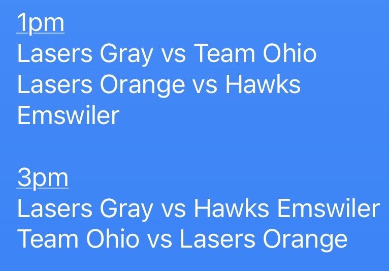 🥎We will be playing 2 games this Sunday at Olentangy HS to prep for the upcoming Fall Showcase schedule. 

If you are a D2, D3, NAIA or JUCO looking for quality players, come out to see some great competition! 

Full schedule below. 🥎

 <a href="/OhioLasersGray/">Ohio Lasers Gray 07</a> <a href="/05Ohio/">Team Ohio Black 05</a> <a href="/HawksOHEmswiler/">Ohio Hawks 07 - Emswiler</a>