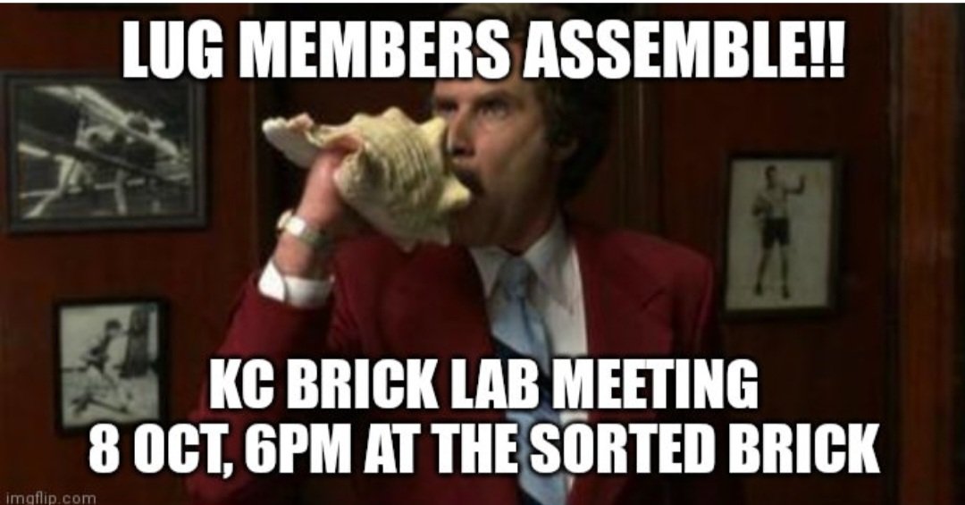LEGO User Group Members...Assemble!
We will have our October LUG meeting at The Sorted Brick on Sunday at 6pm.
We will be working out our schedule for Planet Anime KC and working on lights for our portion of the Holiday Reflections display at Union Station #kcbricklab
