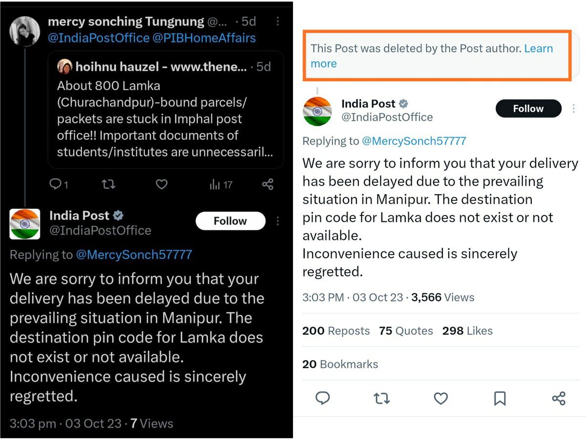 Imaginary Land destroyed in a single reply from <a href="/IndiaPostOffice/">India Post</a> 
Later deleted to save from further humiliation. 
#KukiLiesXposed 
#KukiAtrocities 
#KukiWarCriminals 
#Kuki_ZoNarcoterrorist 
#SaveMeiteisfromKukiTerrorist 
#SaveMeiteiSaveManipur 
#SaveManipurSaveIndia 
#ZRAXposed