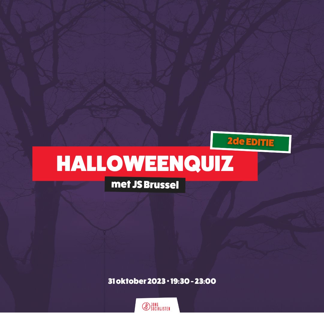 Binnen exact vier weken vindt de tweede editie van de plezantste quiz van het land opnieuw plaats! De Halloweenquiz van Jongsocialisten Brussel. Nog niet ingeschreven? Trommel dan snel je vrienden op of schrijf je individueel in via forms.gle/QVuBfDDzuKMHYg… ✏️