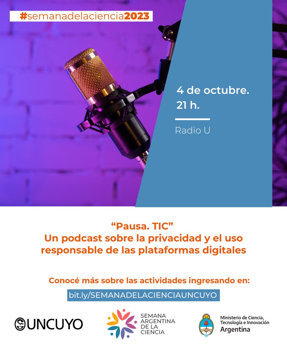 mtagua's tweet photo. En la #semanadelaciencia2023 te ofrecemos un episodio de "Pausa.TIC". 
Proyecto: "Las tecnologías emergentes en educación y la protección de datos personales en el ecosistema digital”. Instituto IMESC FFyL-UNCuyo https://t.co/p0rUFwaYPl
@SIIP_UNCUYO 
@UNCUYO https://t.co/NVzKIheqHH