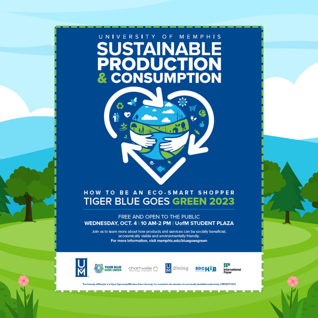 Tomorrow is the day! Come join us and over 30 other exhibitors for the University of Memphis Sustainability's Tiger Blue Goes Green. This is a fabulous and free opportunity to learn all the ways you can make a positive impact on our planet! #GoTigersGo <a href="/uofmemphis/">University of Memphis</a> <a href="/UofMemphisEngr/">Memphis Engineering</a>