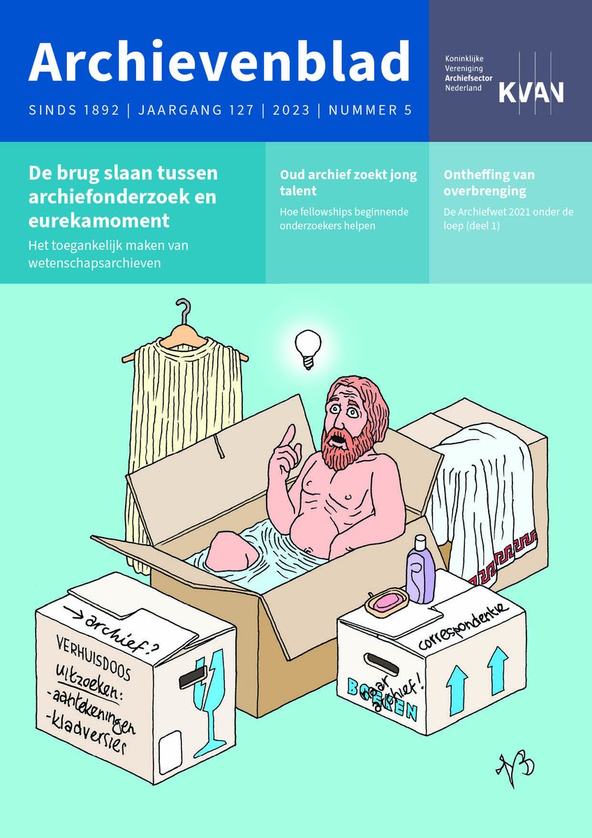 Thema  nieuwe #archievenblad is #Eureka! met oa: 
* De brug slaan tussen archiefonderzoek en eurekamoment
* Een virtuele reconstructie van de Gelderse Academie
* Een nieuwe standaard voor historische persoonsreconstructies
* Hoe Rotterdam het koloniale verleden een plek geeft