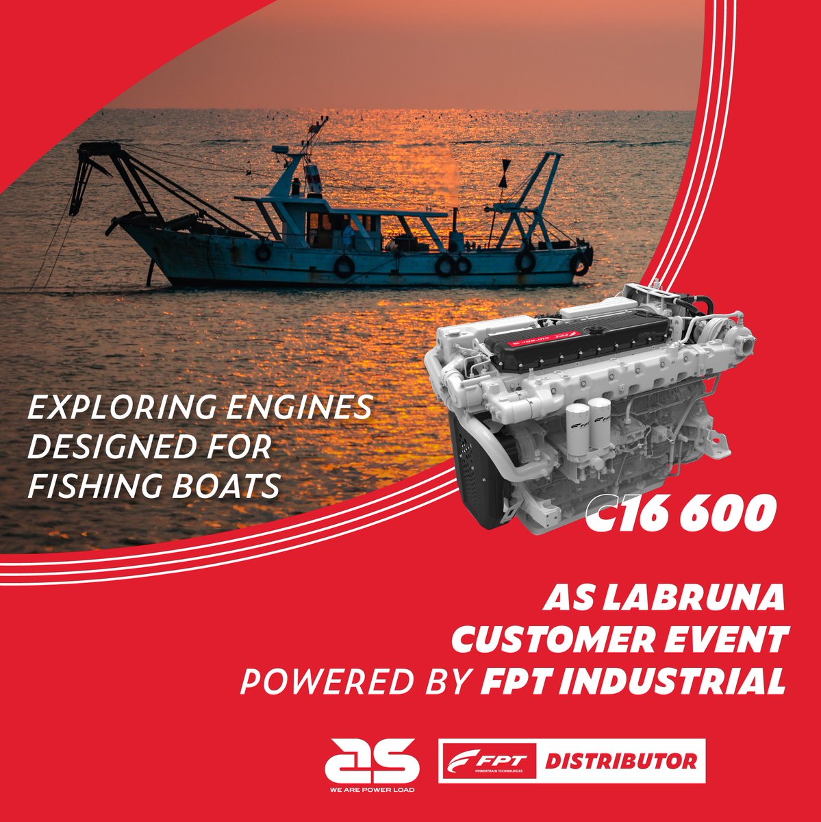 AS_Labruna's tweet image. 6 ottobre ad Ancona: evento speciale con FPT Industrial EMEA presso la cooperativa dei pescatori Motopescherecci! Scoprite le nostre soluzioni per la pesca professionale e i potenti motori C16 600 e C90 410. Rimani aggiornato! #ASLabruna #FPTIndustrialEMEA