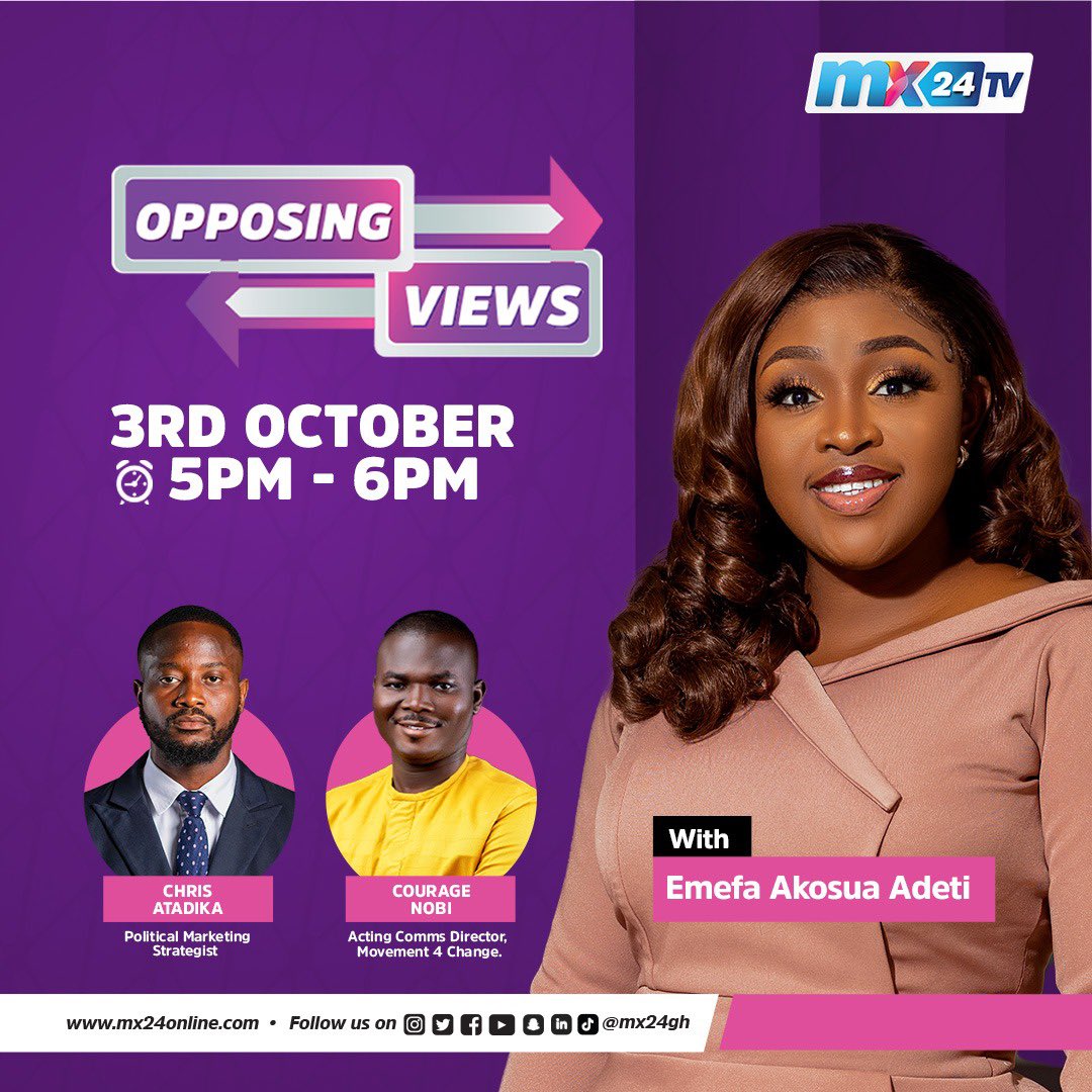 couragenobi's tweet photo. Kindly join my brother @chrisatadika and I on @mx24gh this evening at 5pm sharp. 

#OpposingViews
#AlanCash2024
#Movement4Change https://t.co/Cdxno0a7Ri