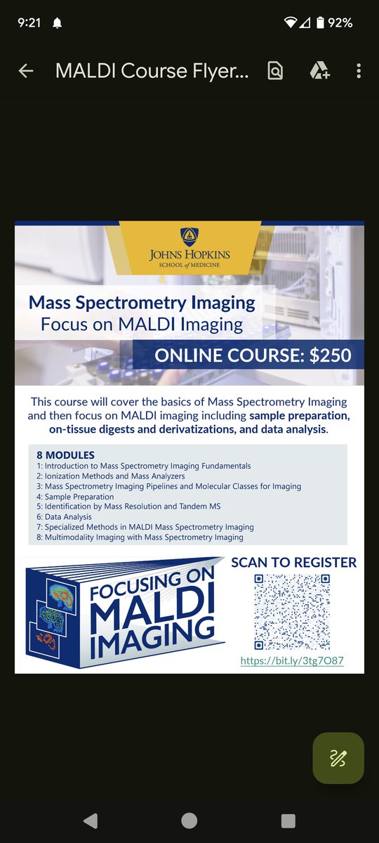 Tressler_Lab (@tressler_lab) on Twitter photo Want to take our new MSI course but not at Hopkins? It will be online by Nov. 1 for anyone to take! See the flyer for details or feel free to DM/email me for more information.
<a href="/imaging_ms/">MS_Imaging</a> <a href="/FemalesInMS/">Females in Mass Spectrometry (FeMS)</a> <a href="/IMSSNews/">Imaging MS Society</a> <a href="/KristineGlunde/">Kristine Glunde, Ph.D.</a> Want to take our new MSI course but not at Hopkins? It will be online by Nov. 1 for anyone to take! See the flyer for details or feel free to DM/email me for more information.
<a href="/imaging_ms/">MS_Imaging</a> <a href="/FemalesInMS/">Females in Mass Spectrometry (FeMS)</a> <a href="/IMSSNews/">Imaging MS Society</a> <a href="/KristineGlunde/">Kristine Glunde, Ph.D.</a>
