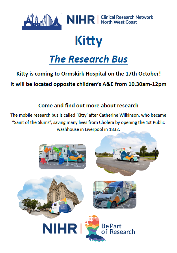 'Kitty' the research bus is coming to Ormskirk on the 17th October. Come and say hi!