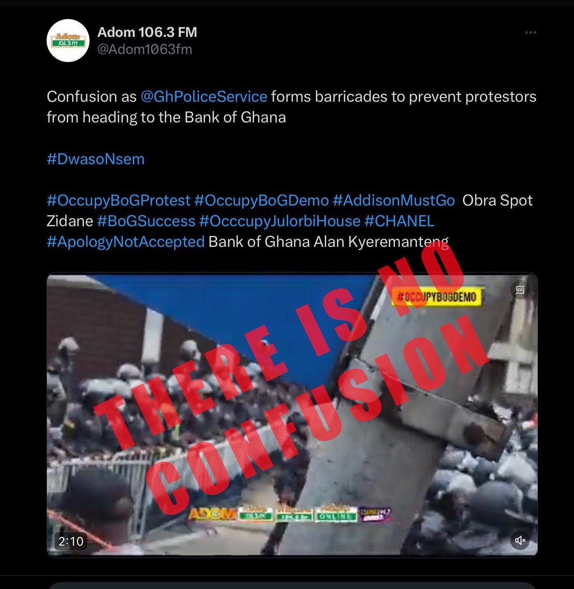 We wish to strongly encourage the public to disregard this misinformation, as there has not been any confusion whatsoever since the beginning of the demonstration. 

And we look forward to having a very peaceful demonstration at the end of the day.