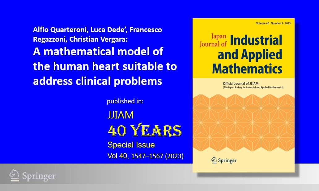 SpringerMath's tweet image. #Freeaccessweek 🎉til Tuesday, Oct 10
#JJIAM 40th Anniversary #specialissue

@AlfioQuarteroni, Luca Dede’, Francesco Regazzoni, Christian Vergara
&quot;A mathematical model of the human heart suitable to address clinical problems&quot; #survey

Download now: link.springer.com/article/10.100…