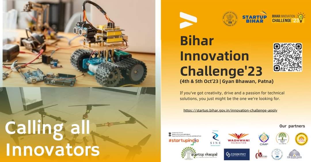 HKishor4you's tweet photo. Let's meet tomorrow at Bihar Innovation Challenge 2023! 🤩

Get ready to witness innovation like never before! The countdown is on, we kick off the most awaited event of the year. 

📅 Date: 4th &amp; 5th October 2023
📍 Venue: Gyan Bhawan, Patna, Bihar

#Innovation #Startup  #Event https://t.co/5AhEUCCHga