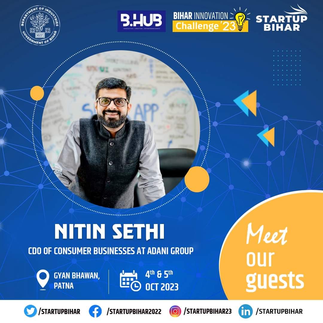 HKishor4you's tweet photo. Let's meet tomorrow at Bihar Innovation Challenge 2023! 🤩

Get ready to witness innovation like never before! The countdown is on, we kick off the most awaited event of the year. 

📅 Date: 4th &amp; 5th October 2023
📍 Venue: Gyan Bhawan, Patna, Bihar

#Innovation #Startup  #Event https://t.co/5AhEUCCHga