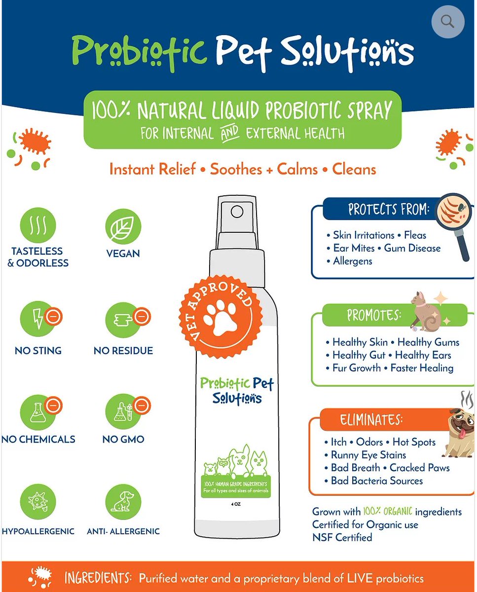 probioticbody's tweet image. Put the power of probiotics to work on your pets with our Organic Probiotic Pet Solutions! Reduce vet costs and promote overall wellness with this probiotic spray! 🐶🐈

#ProbioticTechnology #HolisticVeterinarian #PetsOfInstagram