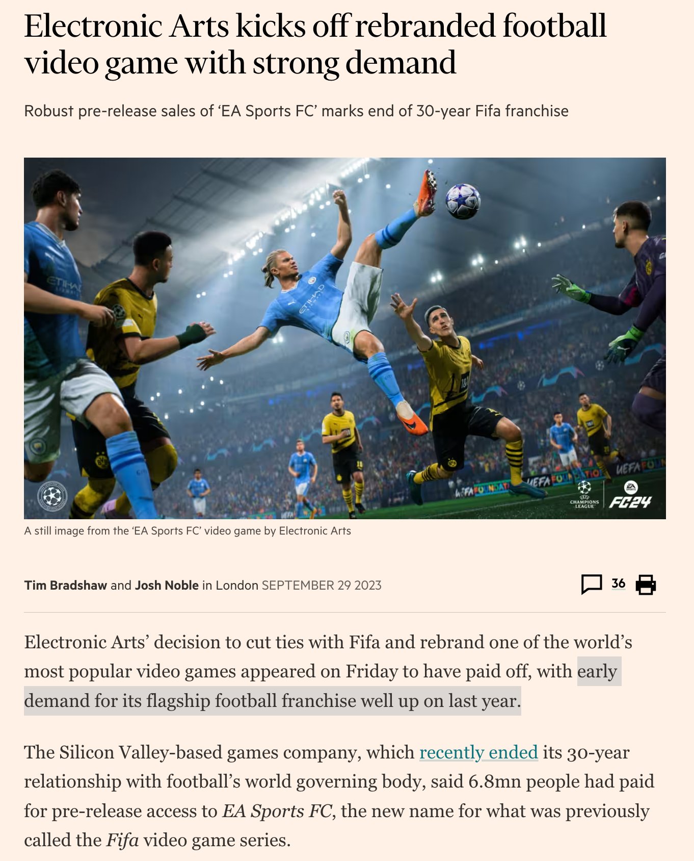 Electronic Arts to stop making Fifa, Games