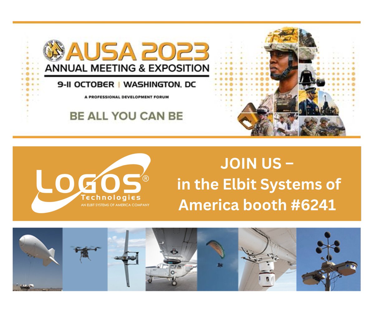 LogosTechLLC's tweet image. Logos Technologies is excited to announce that we will be attending #AUSA2023.

You can find us at the @ElbitSystemsUS booth, booth #6241.  

Please stop by and let’s talk about our diverse sensor portfolio!

#WAMI #LogosTechnologies #OneElbitFamily #AUSA2023